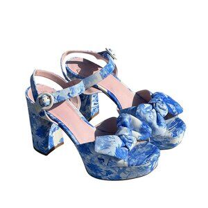Ted Baker Hemmina Platform Sandals – Blue/Ivory Floral, Size 39 (US 8.5–9)
